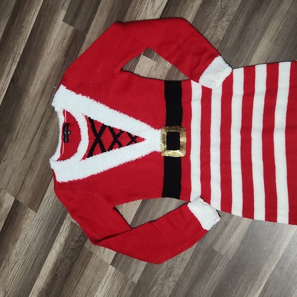 Ugly Christmas Sweater Red and White Women's Sweater - Picture 2 of 3